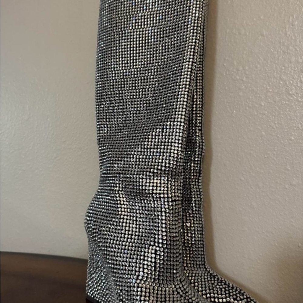 Rhinestone Knee-High Boots